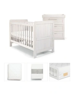 5pc Mamas & Papas Atlas Nursery Cotbed Dresser Mattress Sheets Set White Wash