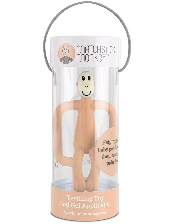 Matchstick Monkey Teething Toy and Gel Applicator - Peach image 2
