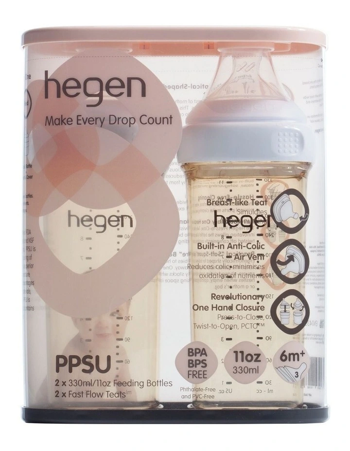 Hegen PCTO 330ml/11oz Feeding Bottle PPSU (2-pack) White image 2