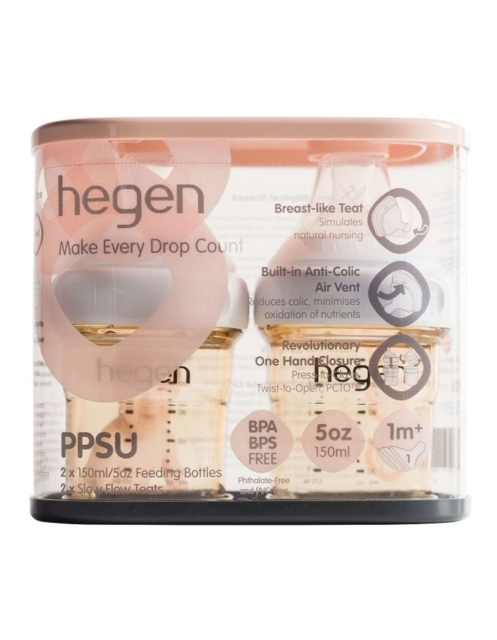 Hegen PCTO 150ml/5oz Feeding Bottle PPSU (2-pack) White image 2