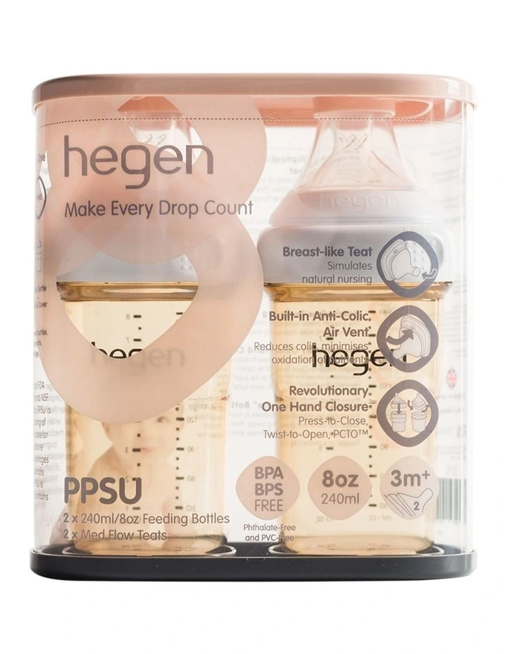 Hegen PCTO 240ml/8oz Feeding Bottle PPSU (2-pack) White image 2