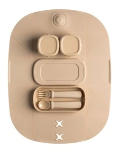 Hegen Mealtime Starter Kit with Foldable Placemat Taupe
