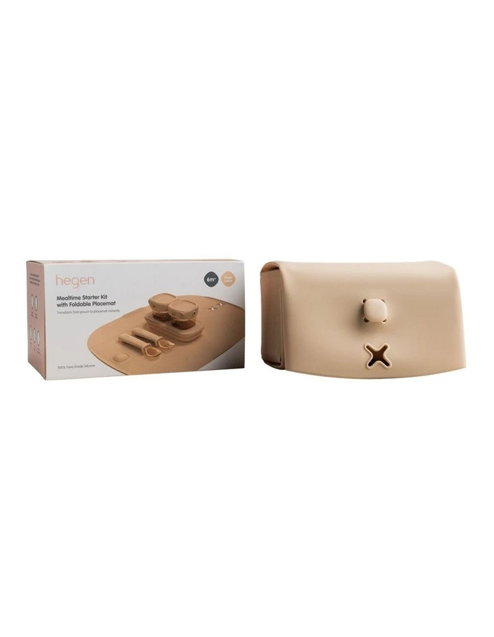 Hegen Mealtime Starter Kit with Foldable Placemat Taupe image 3