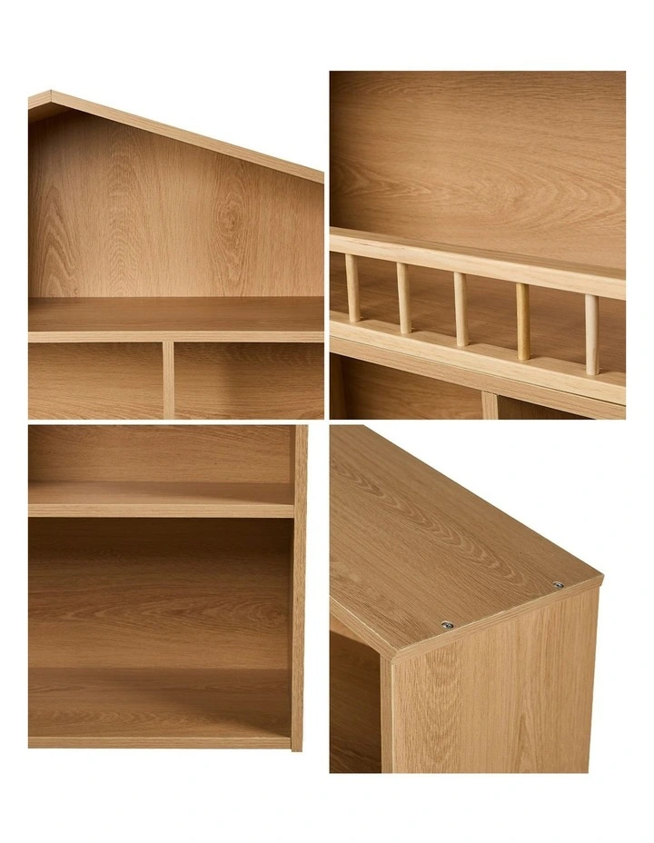 Oikiture Kids Bookshelf Toy Storage Organiser Bookcase Display Shelf Rack Natural image 6