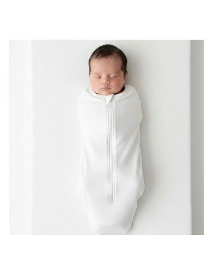 Babystudio Swaddle Pouch Newborn Infant Breathable Bamboo Bright White 0-3m image 3