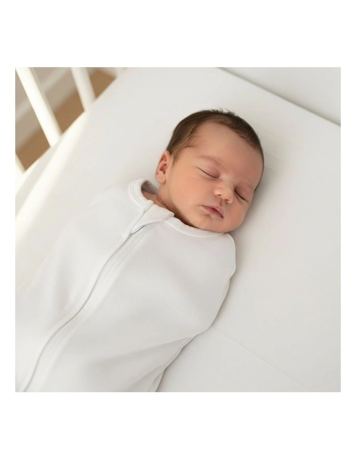 Babystudio Swaddle Pouch Newborn Infant Breathable Bamboo Bright White 0-3m image 4