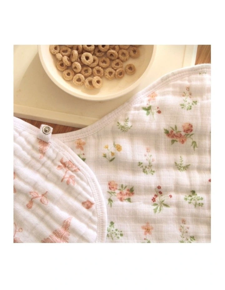 Classic Cotton Muslin Burpy Baby Infant Bib in Country Floral Print image 3