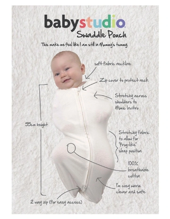 Babystudio Swaddle Pouch Baby Infant Organic Cotton 1.0 Tog Pink 0-3m Small image 7