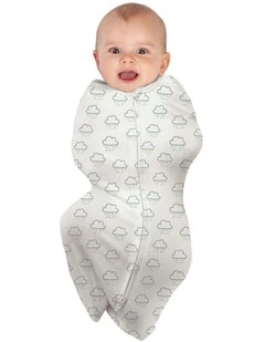 Babystudio Swaddle Pouch Infant Baby Organic Cotton 1.0 Tog Clouds 0-3m Small