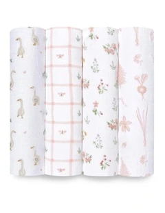 4pc Aden   Anais Cotton Muslin Swaddles Baby Country Floral Set