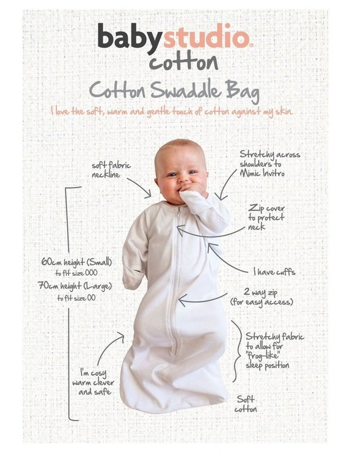 Babystudio All-In-One Swaddlebag BCI Cotton 1.0 Tog Hugs=Love 3-9m image 2