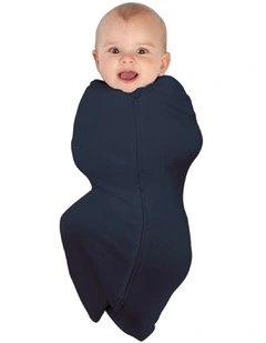 Swaddle Pouch Baby Infant Organic Cotton 1.0 Tog in Navy 0-3m Small
