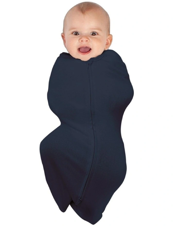 Swaddle Pouch Baby Infant Organic Cotton 1.0 Tog in Navy 0-3m Small image 1