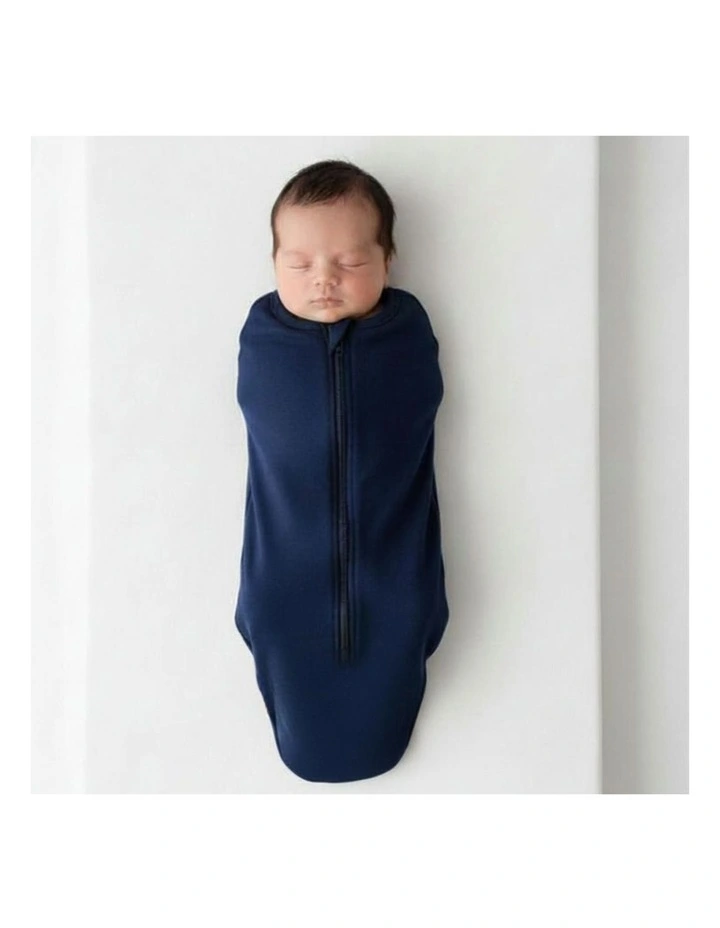 Swaddle Pouch Baby Infant Organic Cotton 1.0 Tog in Navy 0-3m Small image 3