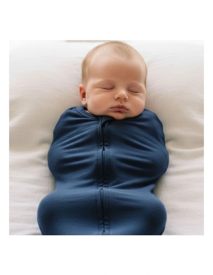 Swaddle Pouch Baby Infant Organic Cotton 1.0 Tog in Navy 0-3m Small image 4