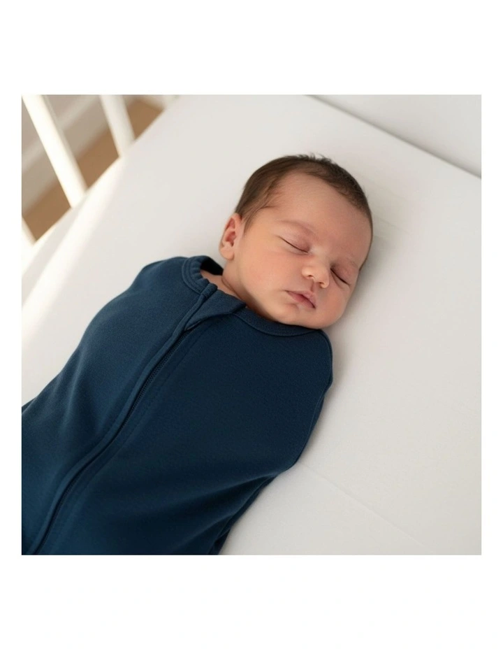 Swaddle Pouch Baby Infant Organic Cotton 1.0 Tog in Navy 0-3m Small image 6