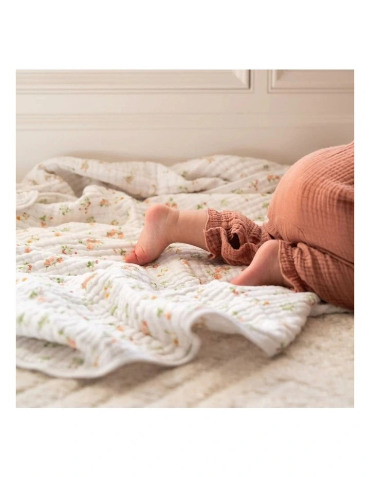 Cotton Muslin Dream Blanket Baby Infant Bedding in Country Floral image 2