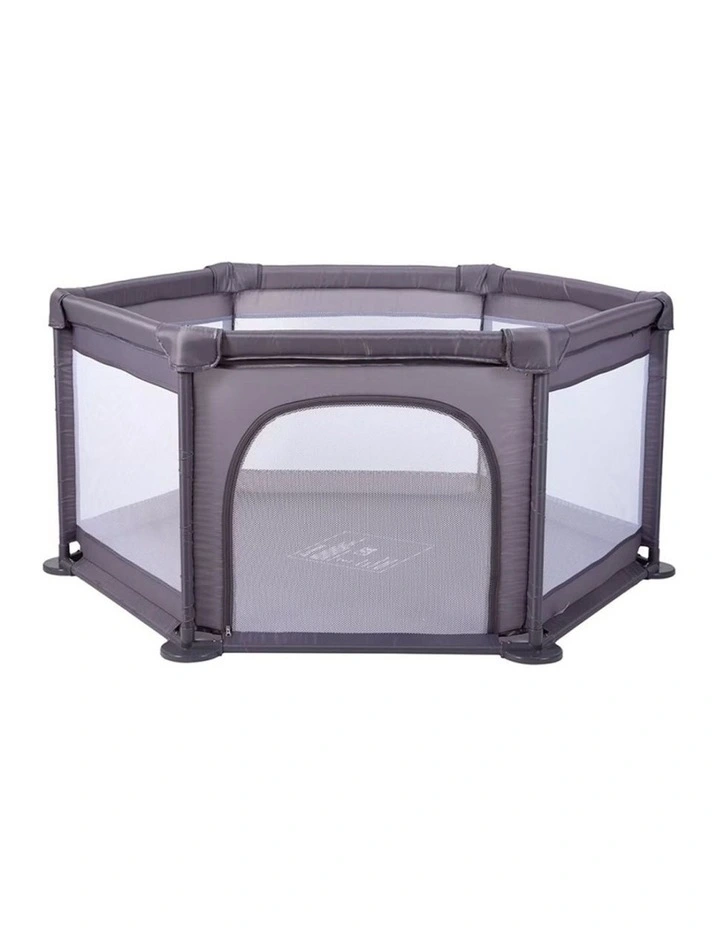 Babystudio 6 Sided Toy Baby Infant Newborn Playpen 64x120cm Base Grey image 2