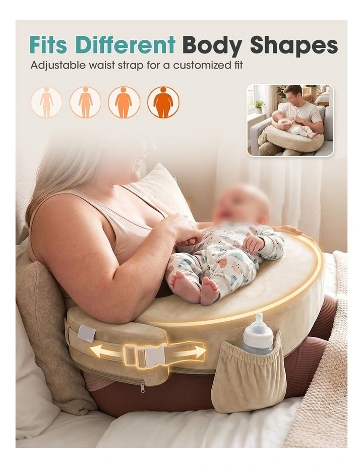 PlayPals Nursing Pillow Breastfeeding Posture Support Adjustable Waist Beige image 5