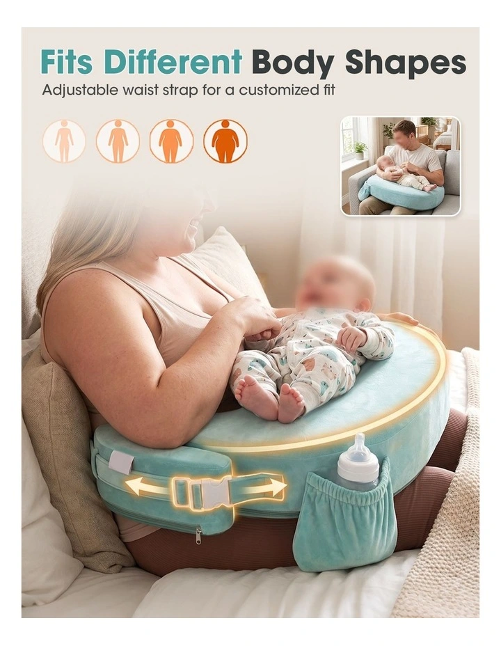 PlayPals Nursing Pillow Breastfeeding Posture Support Adjustable Waist Beige image 5