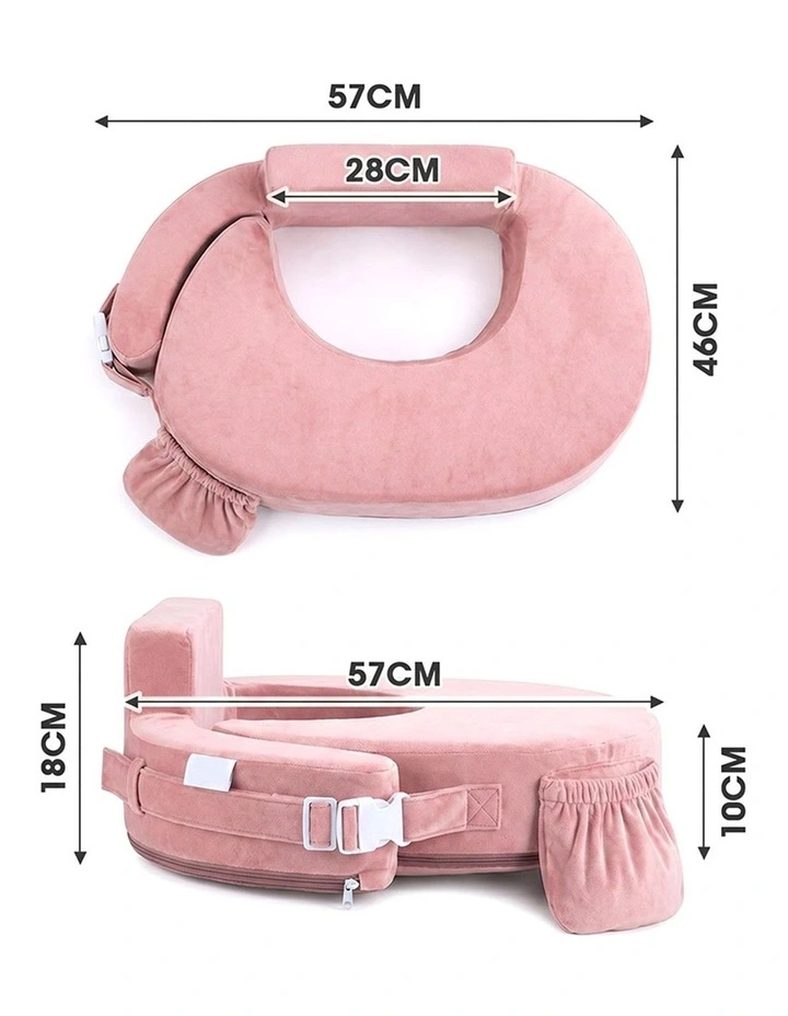 PlayPals Nursing Pillow Breastfeeding Posture Support Adjustable Waist Beige image 3