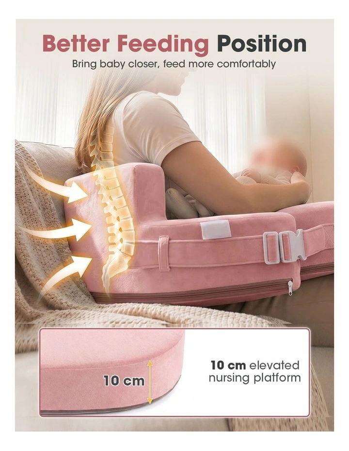 PlayPals Nursing Pillow Breastfeeding Posture Support Adjustable Waist Beige image 4