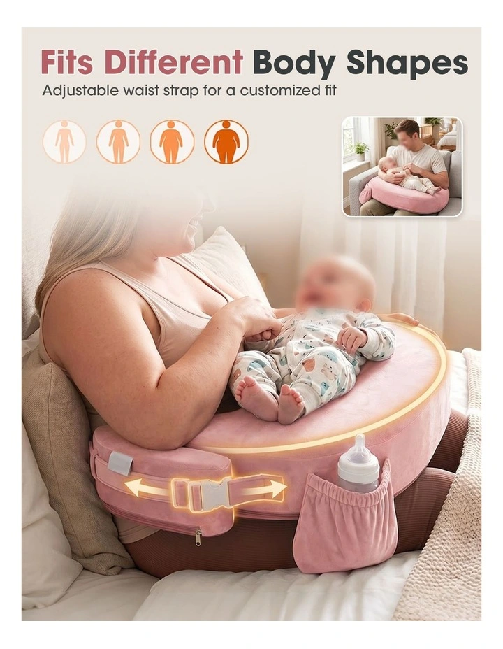 PlayPals Nursing Pillow Breastfeeding Posture Support Adjustable Waist Beige image 5
