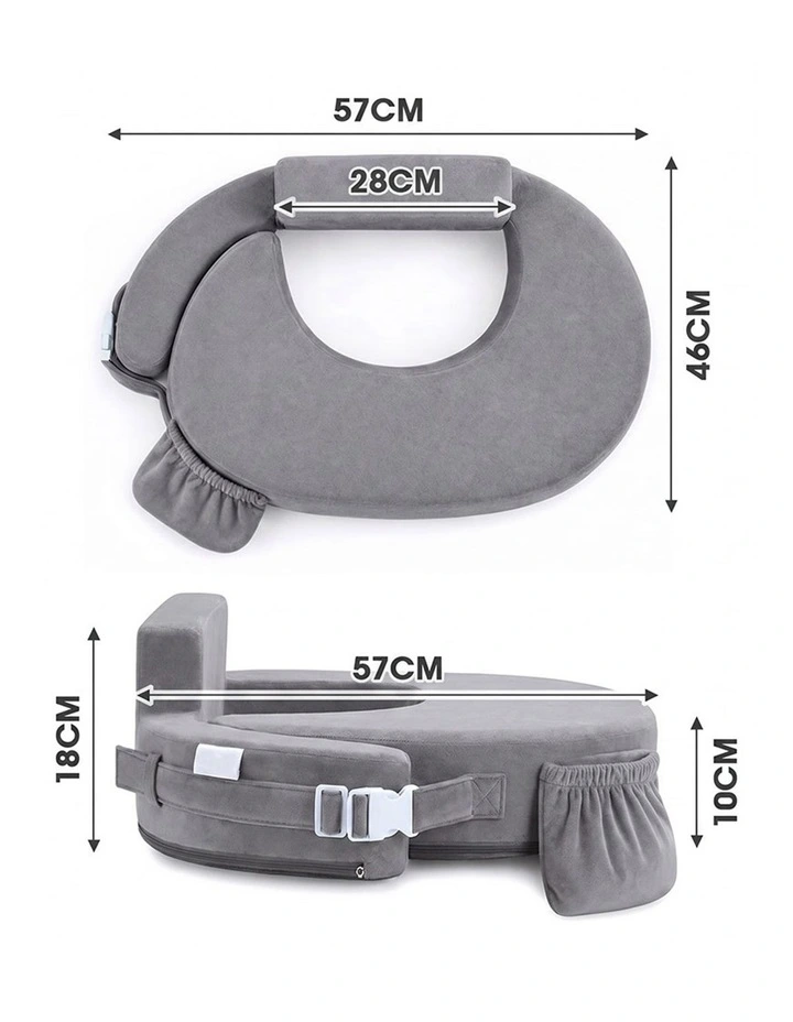 PlayPals Nursing Pillow Breastfeeding Posture Support Adjustable Waist Beige image 3