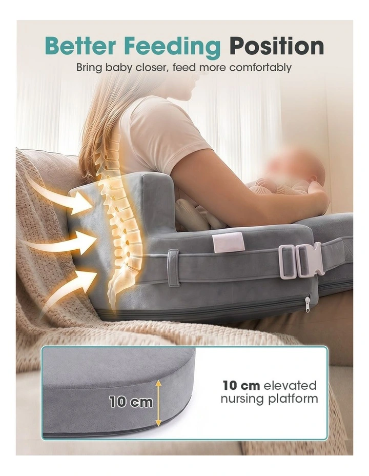 PlayPals Nursing Pillow Breastfeeding Posture Support Adjustable Waist Beige image 4