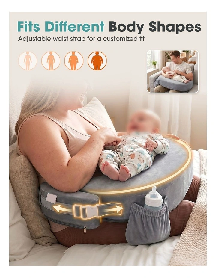 PlayPals Nursing Pillow Breastfeeding Posture Support Adjustable Waist Beige image 5