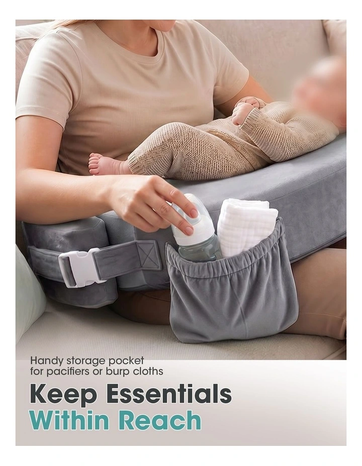 PlayPals Nursing Pillow Breastfeeding Posture Support Adjustable Waist Beige image 6