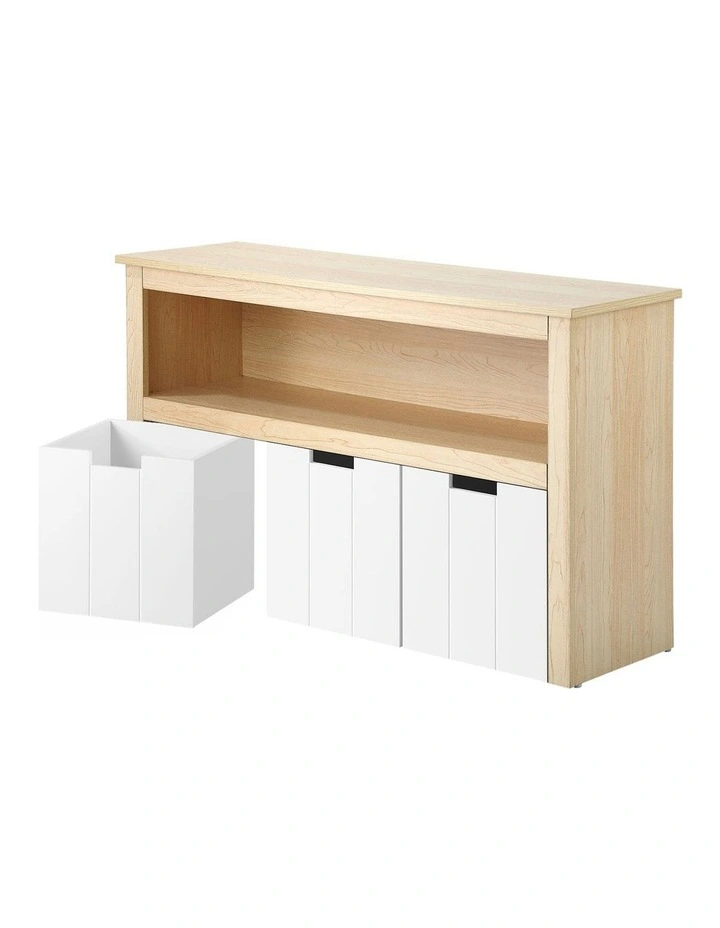 Oikiture Wooden Kids Toy Storage Cabinet Displayshelf With 3 Portable Box image 1