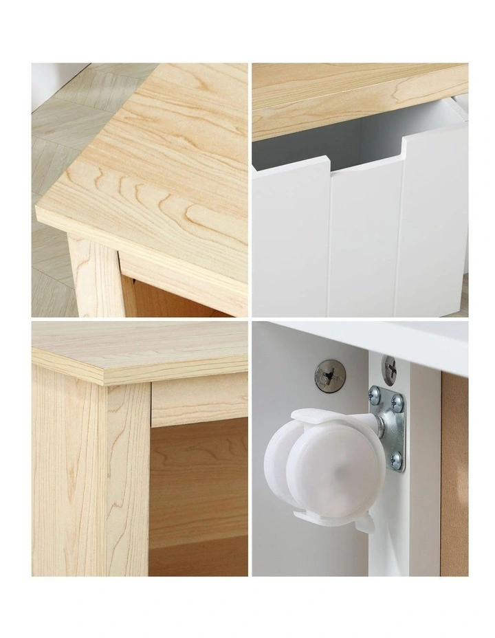 Oikiture Wooden Kids Toy Storage Cabinet Displayshelf With 3 Portable Box image 7