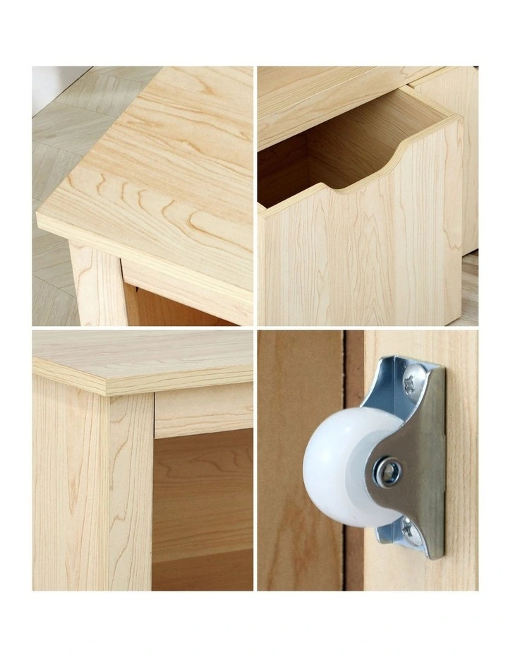 Oikiture Kids Toy Storage Cabinet Bookshelf With Portable Storage Box Natural image 7