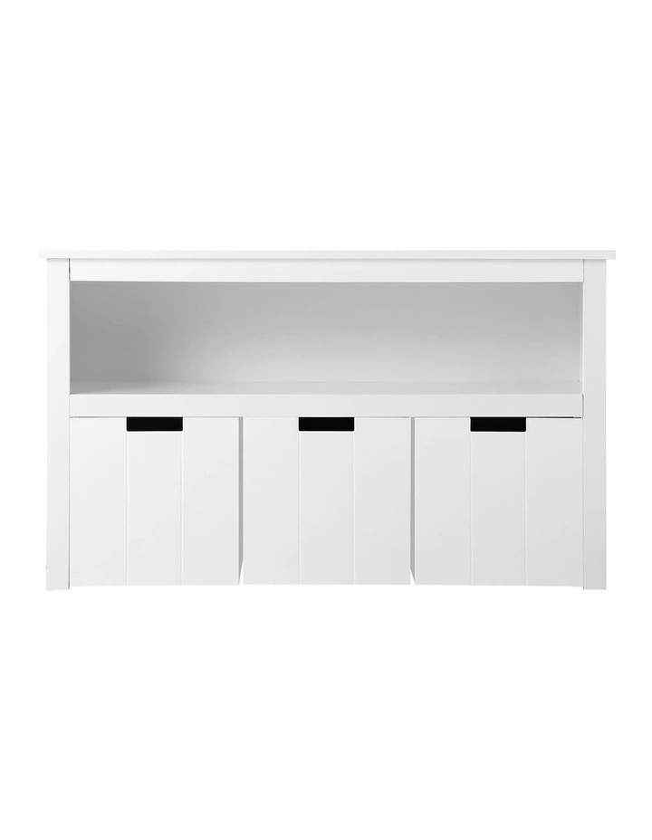 Oikiture Wooden Kids Toy Storage Cabinet Bookshelf With Portable Storage Box image 2