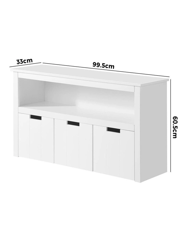 Oikiture Wooden Kids Toy Storage Cabinet Bookshelf With Portable Storage Box image 3