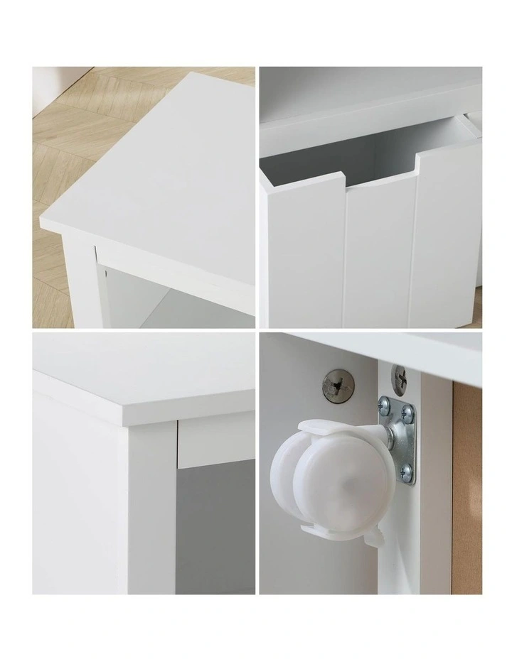 Oikiture Wooden Kids Toy Storage Cabinet Bookshelf With Portable Storage Box image 7