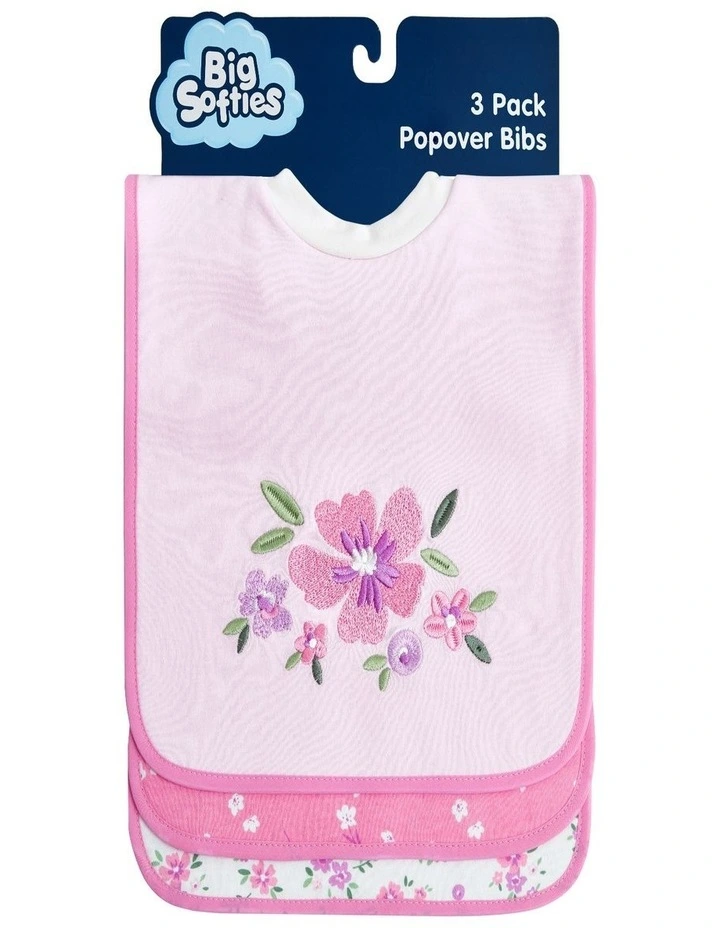 Big Softies 3PK Ppopover Bibs Flower image 1