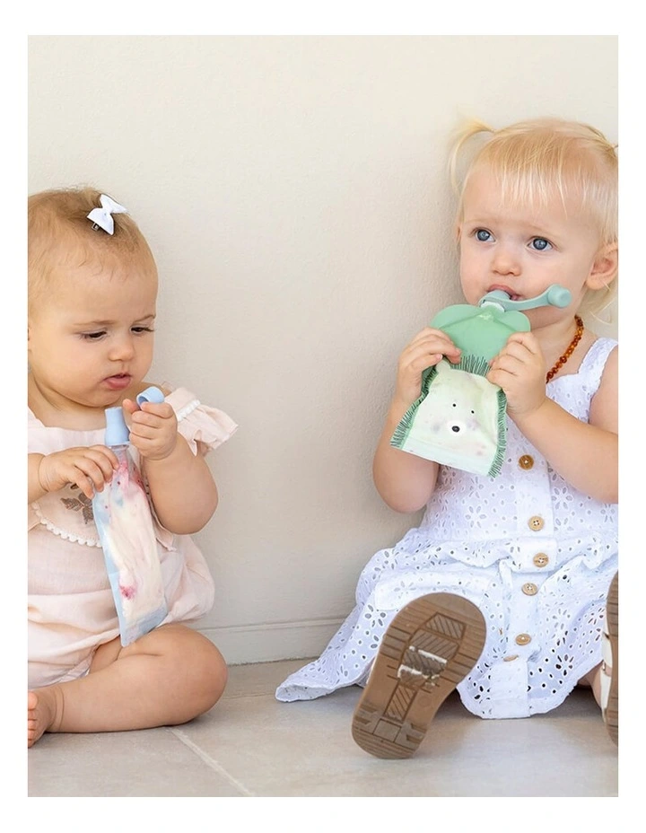 Reusable Baby Food Pouches, Yoghurt Pouches Bundle Kit V2 Cerulean & Sage image 6