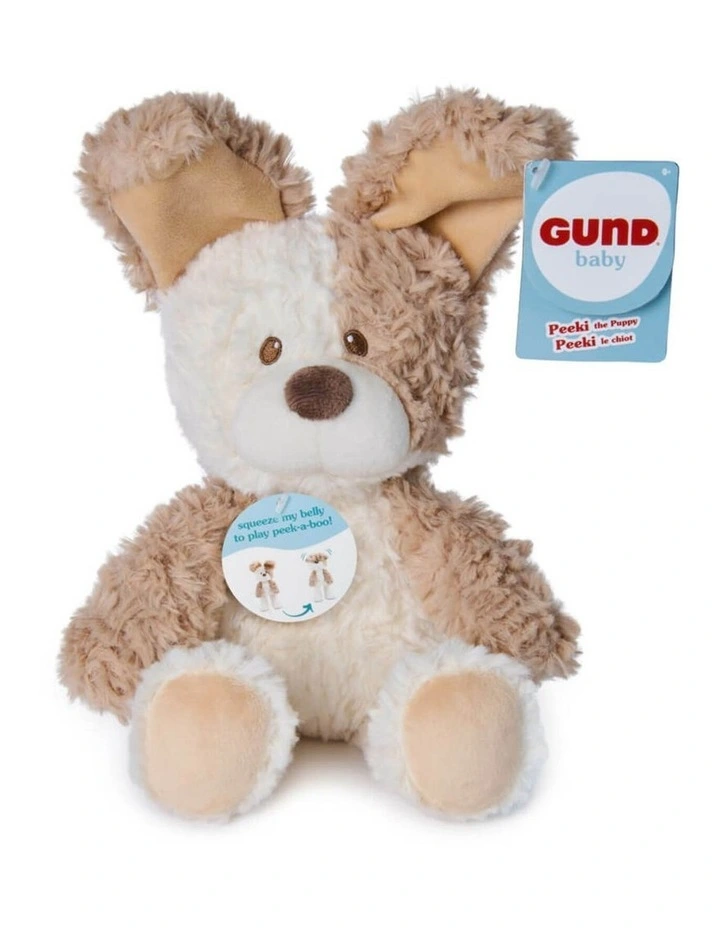 Gund Peeki Puppy Peek-a-Boo Handheld Interactive Plush Toy for Babies 6 Months image 1