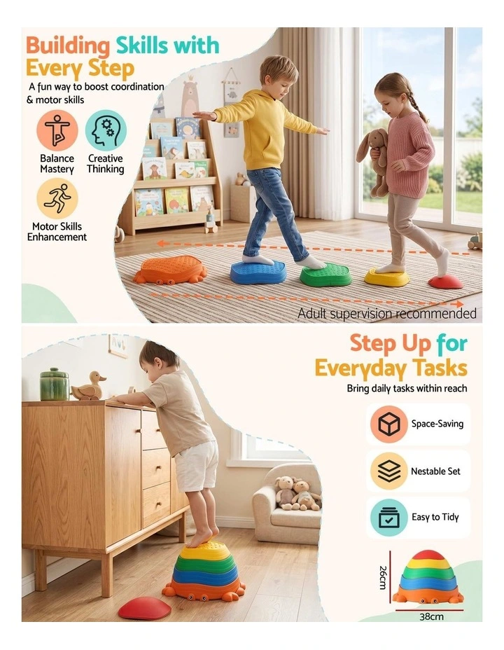 Keezi Kids Stepping Stones Balance Stone Set Crab Indoor Outdoor 5PCS image 5