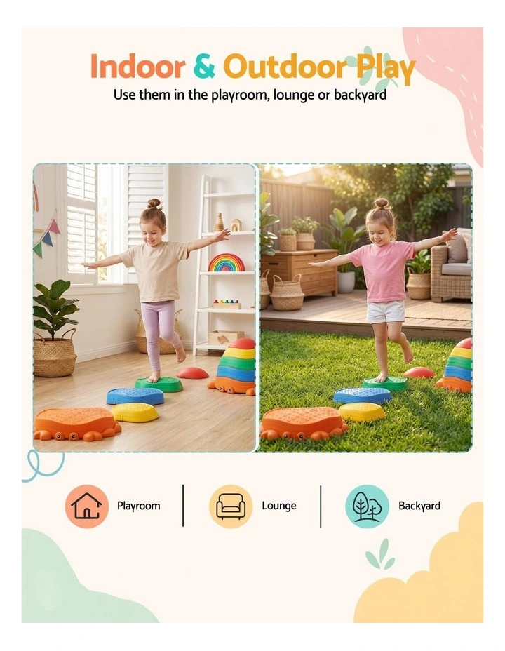 Keezi Kids Stepping Stones Balance Stone Set Crab Indoor Outdoor 5PCS image 6