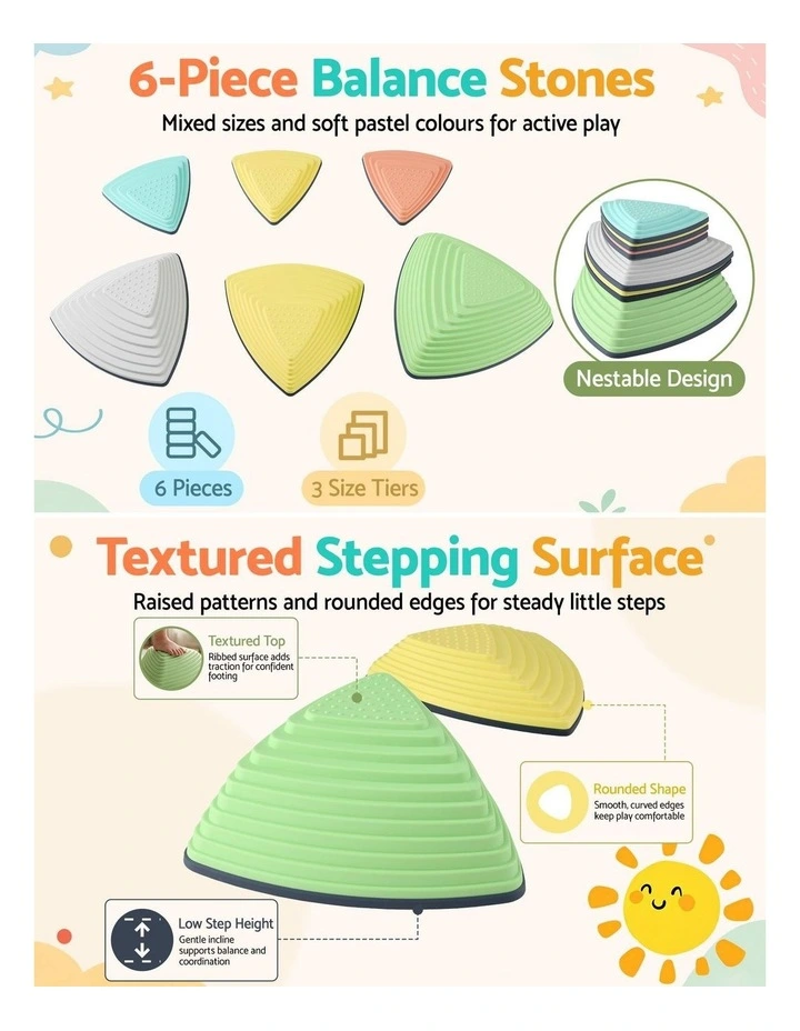 Keezi Kids Stepping Stones 6PCS Balance Stones Indoor Outdoor Toy image 4