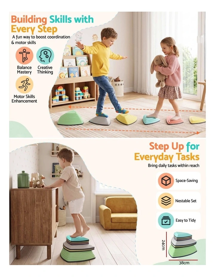 Keezi Kids Stepping Stones 6PCS Balance Stones Indoor Outdoor Toy image 5