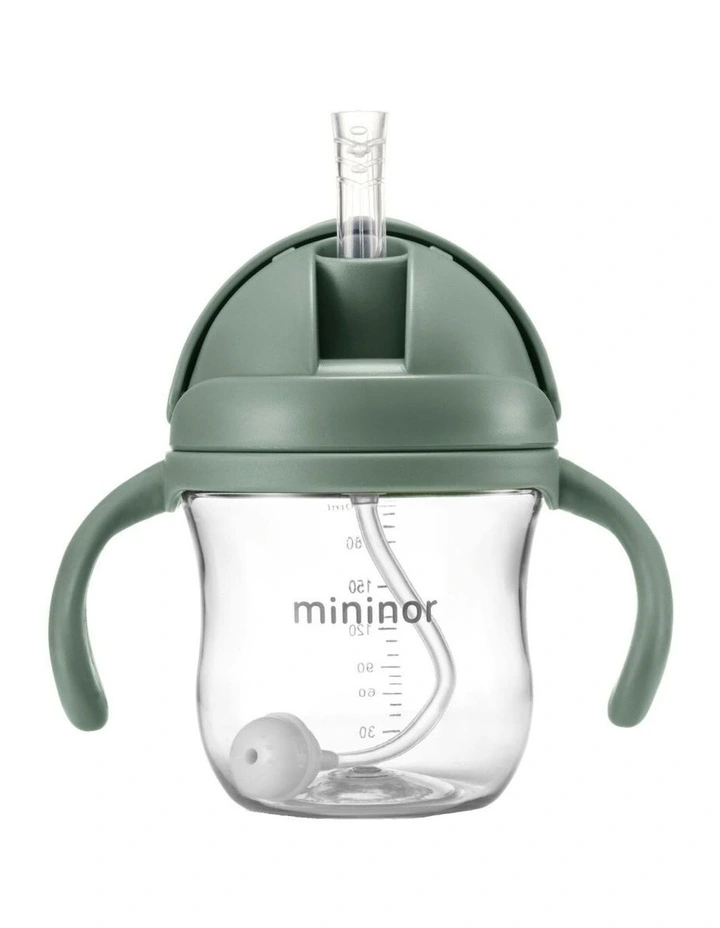 Mininor Baby/Infant 220ml Tritan Straw Bottle Water/Juice Drink Cup Willow Green image 1