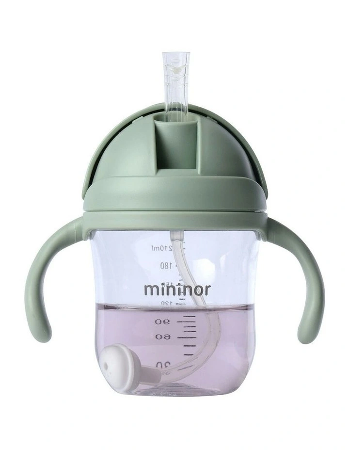 Mininor Baby/Infant 220ml Tritan Straw Bottle Water/Juice Drink Cup Willow Green image 2