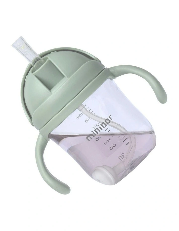 Mininor Baby/Infant 220ml Tritan Straw Bottle Water/Juice Drink Cup Willow Green image 3