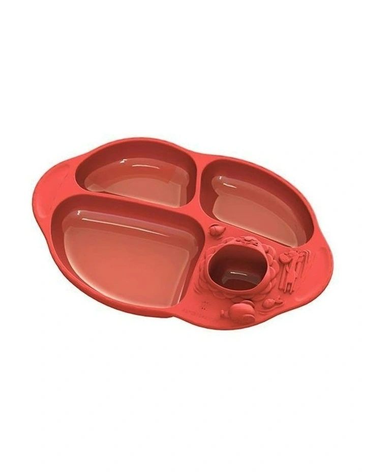 Marcus & Marcus Yummy Infant/Child Suction Cup Divided Plate Marcus Red 6m image 1