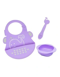 3pc Marcus & Marcus Toddler/Children's/Baby Cutlery Set Willo Whale Lilac 6m 