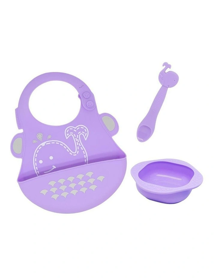 3pc Marcus & Marcus Toddler/Children's/Baby Cutlery Set Willo Whale Lilac 6m  image 1